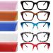 CLASAGA Retro Oversized Reading Glasses for Women Blue Light Blocking Ladies Computer Readers Spring Hinge Square Frame 5 Mix 0.0 x