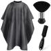 NICEMOVIC Hair Cutting Barber Cape with Neck Duster Brush and Barber Brush Professional Barber Accessories Cleaning Supplies for Salon Haircut Styling (Black Stripe)