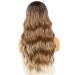 Ombre Brown Long Wavy Synthetic Lace Front Wig for Women - Heat-Resistant 22 Inches Natural Look - Buy Online on GoSupps.com