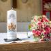 Personalized Gravure Printed Baptism Candle | Ark Rainbow Design | High-Quality Christening Gift for Boys & Girls | 250/80 mm Blue - Buy Online on GoSupps.com