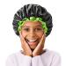 Mikimini black shower hoods for small children 2 packs double-layer waterproof bathing hair hood with reusable soft comfortable peva feed cute stretchy shower cap small (2-pack) black+green