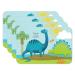 CounterArt Dino World 4 Pack Child Reversible Easy Care Flexible Plastic Placemats Made in The USA BPA Free PVC Free Easily Wipes Clean