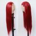 BTWTRY Red Synthetic Lace Front Wig - Long Straight Dark Red Heat Resistant Fiber Hair Wig for Women - Buy Online on GoSupps.com