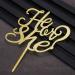 He or She Cake Topper Gold Acrylic Gender Reveal Topper for Baby Shower Gender Reveal Party Decorations by Topfunyy - Buy Online on GoSupps.com
