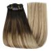 Youngsee 30 cm Real Hair Clip-In Extensions - Balayage Dark Brown Ombre Light Blonde 80g - 7 Pieces - Buy Online on GoSupps.com
