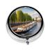 View of The Seineround Pill Box 3 Compartments Round Pill Box Organizer for Purse Or Pocket &*Portable Travel Pill Box