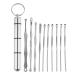 VOCOSTE 10 Pcs Earwax Cleaning Tool Kit Portable Stainless Steel Earwax Cleaner Tool Set Silver Tone
