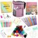 Premium! Crochet Kit for Beginners Crochet. Kids or Adults 120pc Beginner Crochet Set. Crochet Kit with Yarn for Crocheting, Crochet Storage Bag, Crochet Hooks, Crochet Tools, Scissors and Supplies L Purple