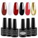 Lagunamoon 6 Colours Gel Nail Polish 6PCS Gel Polish Set Red White Black Gold Glitter Soak Off Nail Gel Polish Manicure Salon Xmas Gift Nail Art Kit Starter Kit 8ML Good Luck | Salon-Grade Polish