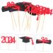 COOLHIYA 12pcs 2024 Graduation Season Cake Insert Graduation Cake Toppers Graduation Party Decorations Top Hat Graduation Dessert Toppers Cupcake Decorations Paper Cup Insert Card Red 9.50X6.00X0.20CM - Buy Online on GoSupps.com