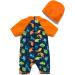 BONVERANO Baby Boys Sunsuit UPF 50+ with Sun Hat | 3 Months | Shark/Orange - Buy Online on GoSupps.com