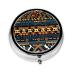 African Tribal Ethnic Textureround Pill Box 3 Compartment Round Pill Box Organizer Portable Travel Pill Box for Traveling.
