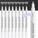 White Paint Pen Acrylic Marker: 8 Pack 0.7mm White Paint Marker for Metal Art Wood Black Paper Plastic Ceramic Metallic Rock Painting Drawing Extra Fine Point Ideal for Artist & Students