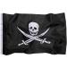 Pirate Flag - 3X5 Foot Outdoor Nylon Jolly Roger Banner Double Sided Embroidery Featuring Skull and Swords (Calico Jack Style), Finished with Brass Grommets and White Canvas Header for Boat Use