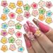Dornail 30PCS Acrylic Flower Nail Charms 3D Gold Edge Flower Resin Charms for Nails Mixed Colorful Flower Petals Nail Art Charms Floral Nail Charm DIY Nail Supplies for Women Girls Nail Decorations