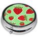 Lovely Strawberry Mini Round Pill Box | 3-Compartment Portable Pill Organizer for Travel & Home - Buy Online on GoSupps.com
