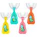 4 Pieces Kids U Shaped Toothbrush Manual Training Tooth Brush Whitening Massage Toothbrush Whole Mouth Toothbrush for Kids 2-12 Years (Yellow, Green, Orange, Pink, Dinosaur Style) Dinosaur Style Yellow, Green, Orange, Pink