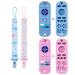 2pcs Silicone Baby Teething Toy  Remote Control Shaped Baby Teether with 2pcs Cute Pacifier Clip Chain Soft Baby Chew Toys Early Sensory Education Molar Toy for Babies 3-18 Months (Pink+Blue)