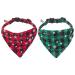 ADOGGYGO Christmas Cat Collars Breakaway with Bell, 2 Pack Adjustable Cat Collar with Removable Bandana, Red Green Plaid Snowflake Cat Bandana Collar for Kittens Cats Plaid & Snowflake