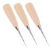 Eowpower 3PCS Wooden Handle Leather Drillable Stitching Sewing Awl Repair DIY Gadget Tool