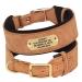 PET ARTIST Personalized PU Leather Dog Collar for Medium Large Dogs M:Neck 33-41cm Width 3cm Brown Engraved
