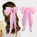 Satin Layered Hair Bow Barrette Clip with Long Tail | French Style Hair Accessory for Women and Girls - 5 Light Colors - Buy Online on GoSupps.com
