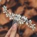 Ushiny Crystal Bridal Wedding Hair Comb Silver Hair Clips Pearls Hairpiece Bridal Hair Accessories for Women and Girls