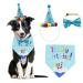 ADOGGYGO Dog Birthday Bandana Scarf and Dog Girl Boy Birthday Party Hat with Cute Dog Bow Tie for Small Medium Large Dog Pet (Large, Blue) Large Blue