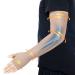 Lymphedema Medical Compression Arm Sleeve with Gauntlet 20-30 mmHg Graduated Compression Full Arm Support for Women Men Long Pressure Arm Hand Brace for Arthritis Bursitis Edema Nerve Pain Beige (Single) Small