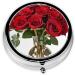 Rose Printed Mini Round Pill Box - 3 Compartment Travel Organizer for Medicine | Portable Pill Holder for Home & Office - Buy Online on GoSupps.com