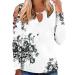 Girls Sweatshirts Cut Out Cold Shoulder T Shirts Tee for Women Hollow Out Long Sleeve Blouses Floral Printed Casual Slim Fit Tee Blouses(C- White,XX-Large)