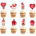 32 Pieces Valentine's Day Cupcake Toppers Love Heart Cake Decorations for Love Theme Wedding Engagement Party Favor Supplies