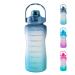 EYQ 64oz Leakproof Free Drinking Water Bottle with Motivational Time Marker BPA Free for Fitness Gym and Outdoor Sports 01Navy/Green Gradient