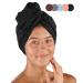 Pamuq hair turban cotton 100% - black 2 -series set - with 2 buttons - Turban towel button hair -towel head towel button hair turban quick -drying hair towel hair hair dry cloth black 2 pieces