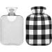 Black White Buffalo Plaid Hot Water Bottle - 1L for Pain Relief & Warming | Ideal for Cramps & Cozy Comfort - Buy Online on GoSupps.com