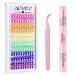 Lash Extension Kit 120 Individual Colored Cluster Lashes with Lash Bond and Seal and Lash Applicator Tool for Self Application at Home DIY Lash Extension (A05-D-Mix)