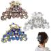 3 Pcs Vintage Rhinestone HairClawFashion Alloy Fancy Hair Claw Jaw Clips Pins  Metal Alloy Fancy Hair Barrette Decorative Flowers Hair Clamp for Women Thick Hair Purple+Silver+Sky Blue