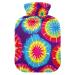 Heat bottle with reference 1 l of durable warm-up bag for hand feet shoulder and neck pain cramps heating press and heat therapy pattern of batic coloring rainbow colors