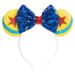 CHuangQi Mouse Ears Headbands with Shiny Bow  Double-sided Sequins Glitter Hair Band  for Birthday Party  Celebration or Event (XC22) Yellow & Blue