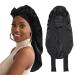 AWAYTR Long Satin Bonnet for Women - Double Layer Elastic Silk Bonnet for Braids Hair Sleeping Cap with Tie Band (Black) One Size Black