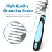 Flexzion Dogs Dematting Comb Stainless Steel Blades Rakes for Pets Cats Animals Matted Knotted Hair Brush Cutting Removing Grooming Tool with Smooth Teeth Needle - Black & Blue Handle - Buy Online on GoSupps.com