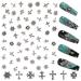 CAMLO 3D Cross Nail Charms HKEIN 3D Chrome Metal Silver Nail Art Charm Vintage Gothic Retro Punk Crosses Hearts Skulls Mixed for Manicure Craft DIY Nail Art Decoration Accessories