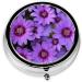 Purple Lily Flower Printed Mini Round Pill Box | 3 Compartment Pill Organizer for Travel Home & Office | Portable Medicine Case - Buy Online on GoSupps.com
