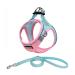 Doramio dog harness Small dogs with a leash step-in dishes reflective breathable breathable breast dishes anti-train safety dishes cat dishes for small dogs cats (L pink blue) l pink blue