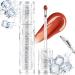 Ice Watery Lip Gloss Ice Iron Tinted Lip Tint Plumper with Metallic Brush Jelly Hydrating Mirror Lip Glaze Liquid Lipstick Plumping Long-Lasting Moisturizing Nonstick Tinted Lip Oil Makeup #04