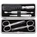 Twin manicure set pedicure kit nail care complete set cowhide kroko edition 5-piece black & glass nail file double-sided fine grit-nail care with protective cover premium 150 mm black 5-piece bundle with glass nail file