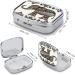 Bohemian Elephant Pattern Pill Box - 2 Compartment Portable Medicine Organizer - Stylish Metal Pill Case for Pocket & Purse - Buy Online on GoSupps.com