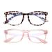 2Pack Blue Light Blocking Glasses for Kids Unbreakable Computer Screen Glasses for Boys & Girls - 2 Pack(Transparent Pink+ Leopard)