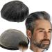 Real hair toupet for men yanahair smooth hair thin French tip bleached knot natural hairline wigs hair system European real hair wig man (10x8 " #1b40 black and gray) #1b40 8x10 inches