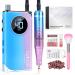 Saviland Rechargeable 40000RMP Nail Drill: Portable Electric Nail Drill Low Noise and Heat with 12 Drill Bits Electric Nail Drills for Acrylic Nails Gel Nails Professional Nail Tools 01-pink Blue Gradient Style